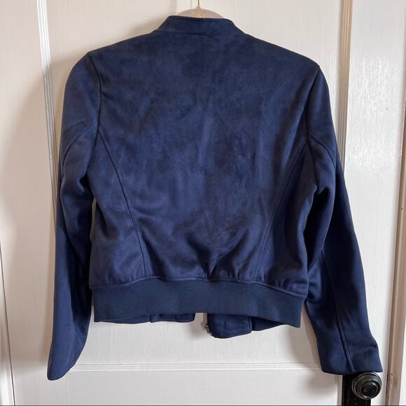 Banana Republic Petite Blue Faux Suede Moto Jacket - Picture 4 of 12